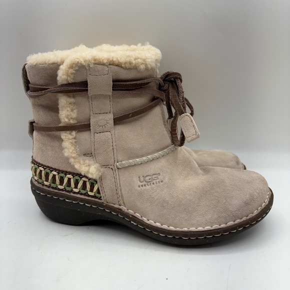 UGG Australia Cove Suede Shearling Lined Short Ankle Boots Womens Size 5